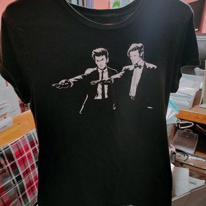 Dr. Who Tee Fury Women's T-shirt XL White graphic on black shirt